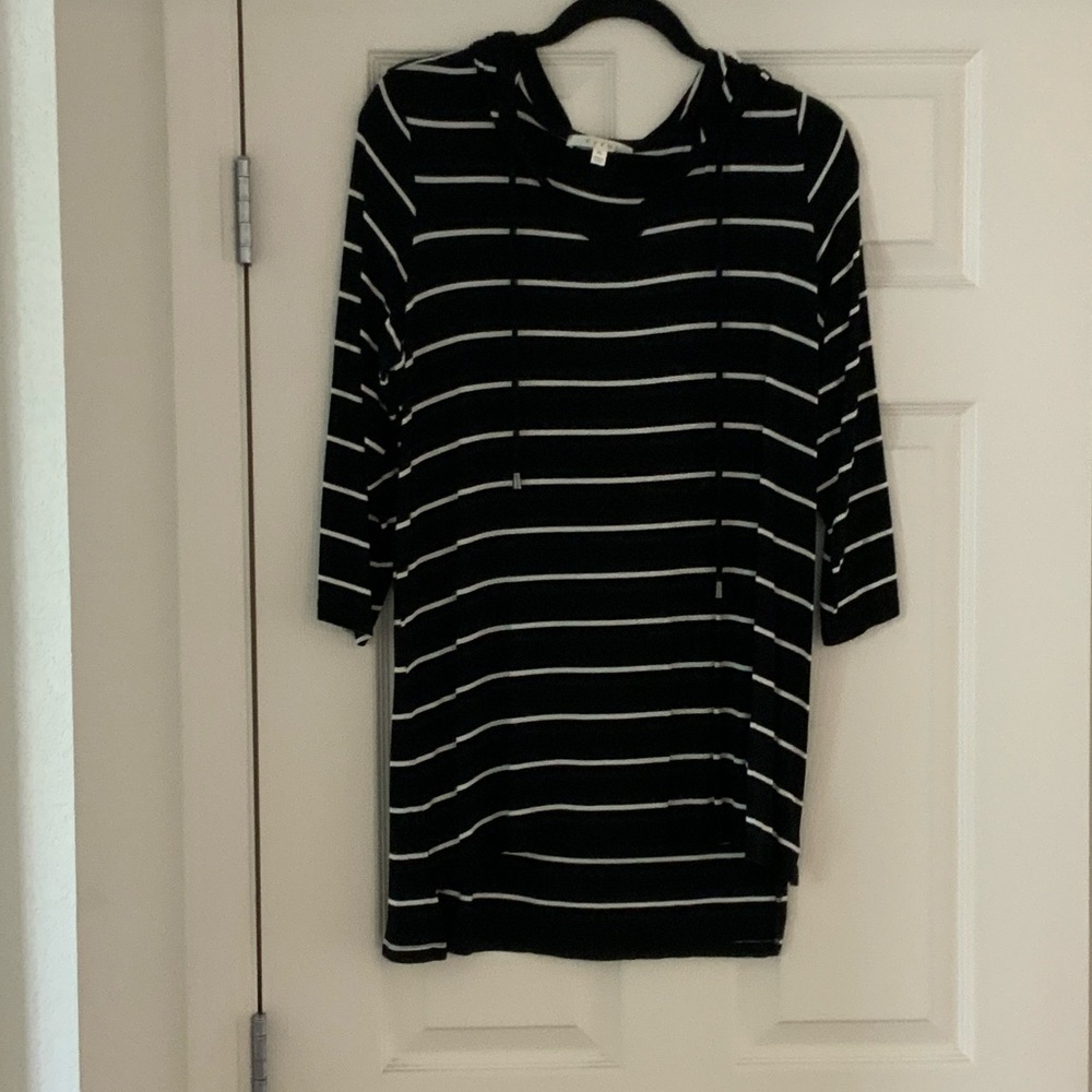 Black & White Striped Hooded Tunic